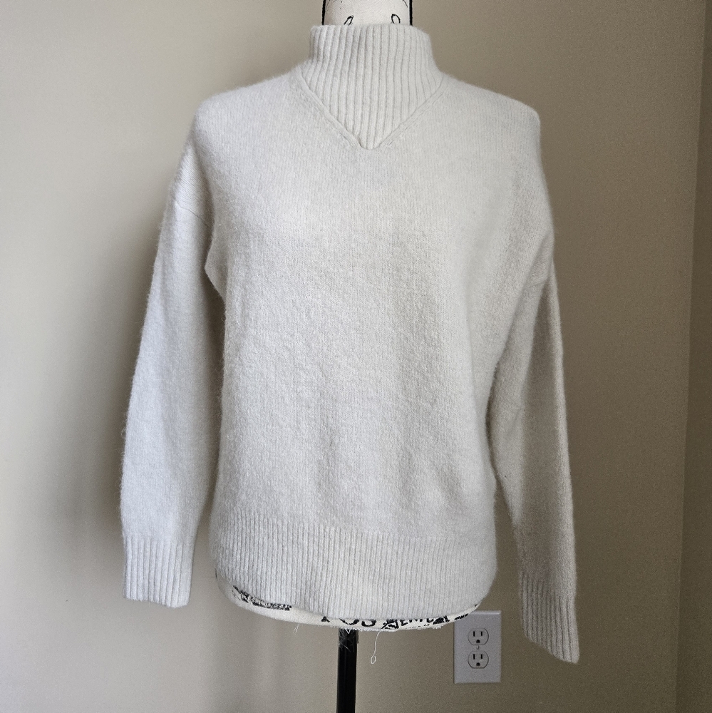 Madewell wool blend sweater off white mock neck pullover womens XS